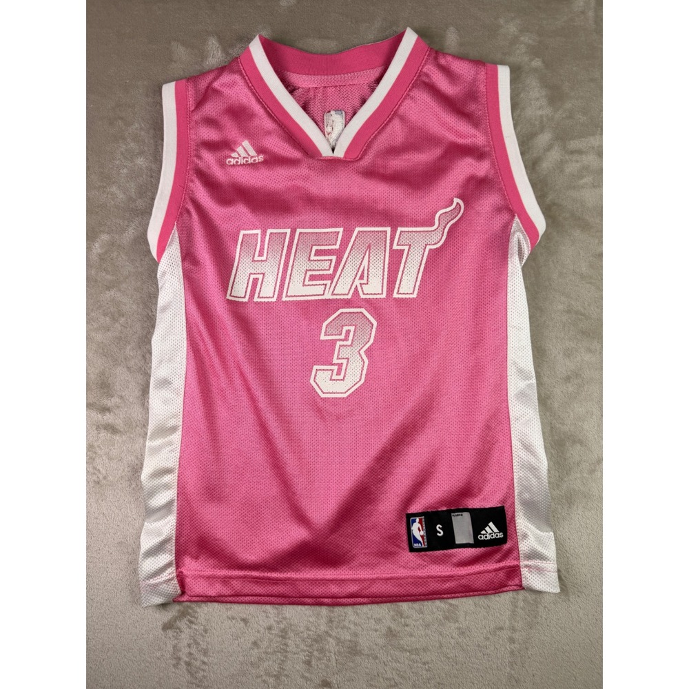 Adidas Miami Heat Dwyane Wade 3 Pink Jersey Kids Small NBA Basketball Sleeveless